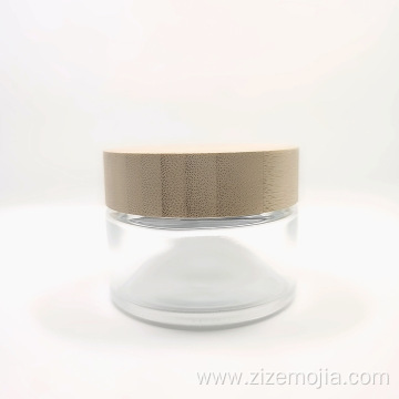 50 g bamboo lid clear round cream jar